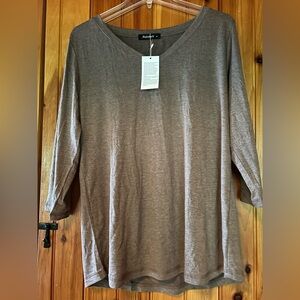 Casual Brown 3/4 Sleeve Top
